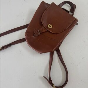 Vintage Camel Brown Leather Coach Backpack
